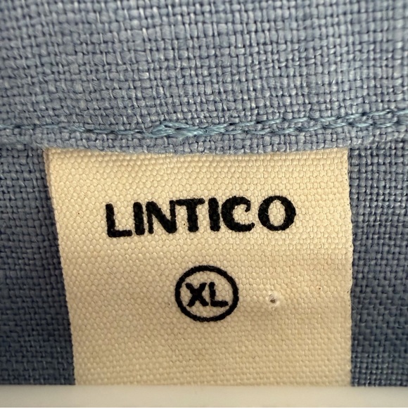 Lintico linen dress Taylor sleeveless pockets midi length blue button placket XL - Picture 7 of 9